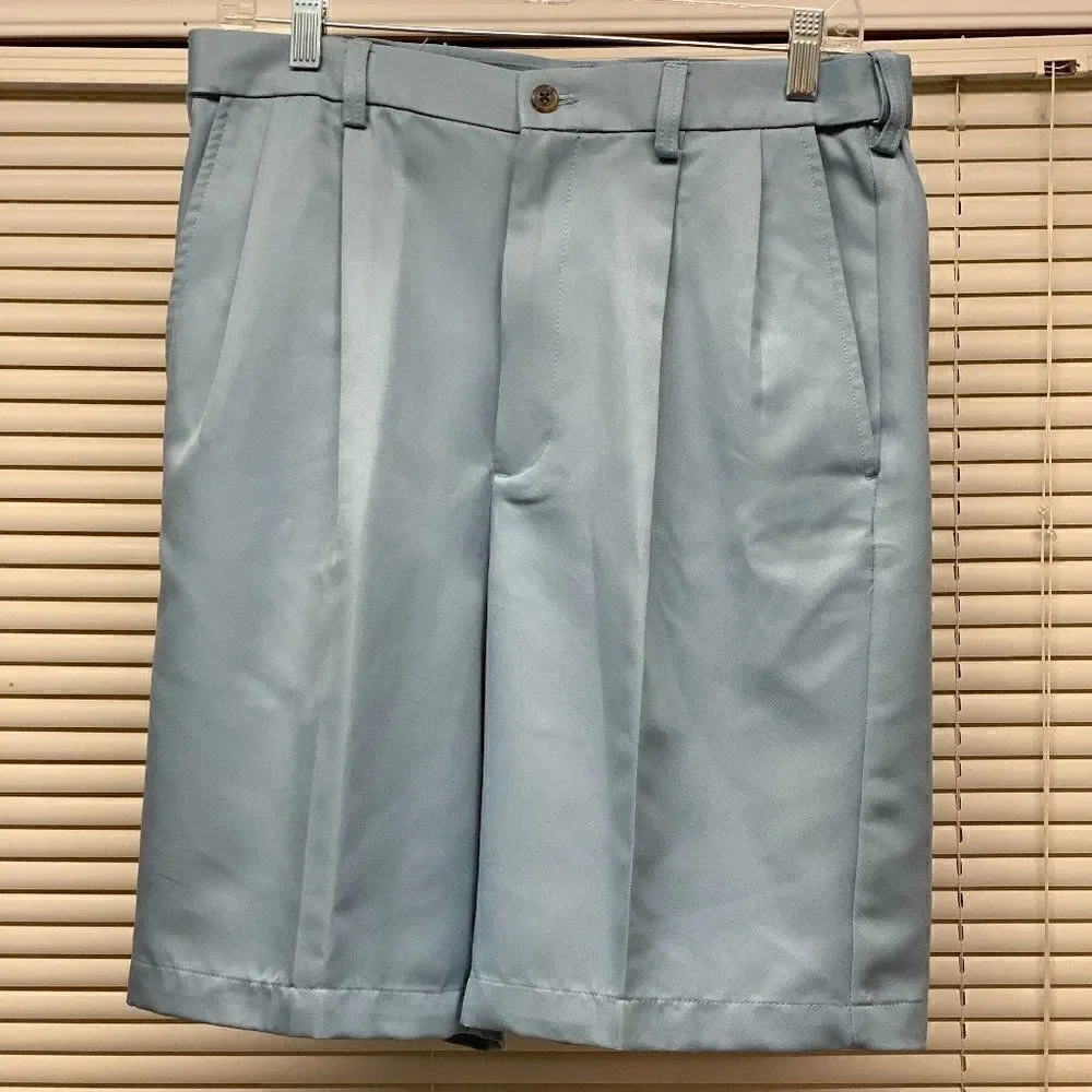 NWT Haggar Blue Shorts Expand Waist Pleated